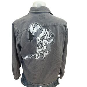 Halloween Snoopy Denim Button Down Shirt Oversized MEDIUM Jean Unique Mummy